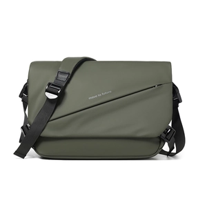 Army green waterproof messenger bag with adjustable strap and move to future print