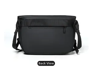 Back view of waterproof casual crossbody bag with wide nylon strap and hidden zipper