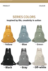 Multiple colors of lightweight nylon backpacks in a 6-grid layout for unisex daily travel