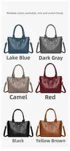 Shopper-Tasche im Detail mit 6 klassischen Farben in glänzender PU-Leder-Optik