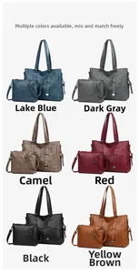 Ensemble 2 pièces sac cabas et bandoulière multicolore avec texture grainée chic