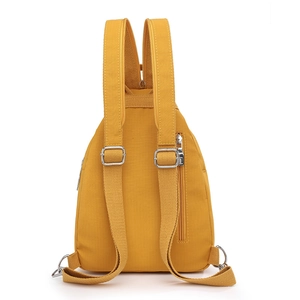 Lightweight yellow nylon backpack with adjustable straps and anti-theft back pocket