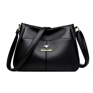 Women Crossbody Bag PU Leather Litchi Texture Large Capacity Multi Compartment Minimalist Solid Color Bag For Ladies