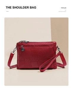 Detailed macro view of red crocodile textured PU leather handbag with metal zipper detail