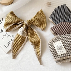 Chic plaid cotton linen skinny scarf collection in multiple autumn colors for women