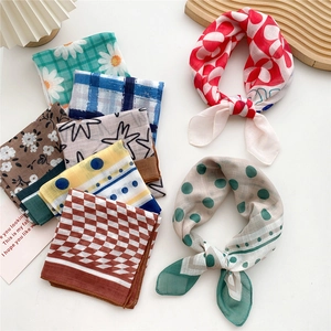 Women Square Scarf Cotton Polyester Fashion Print Bandana Head Scarf Neck Accessory Stylish Hair Tie Decoration