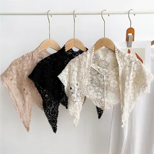 Elegant Lace Triangle Shawl Scarf Hollow Out Crochet Knit Polyester Lightweight Thin For Women