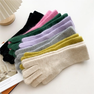 Winter chunky knit gloves for women in multiple colors shown from a 45-degree angle