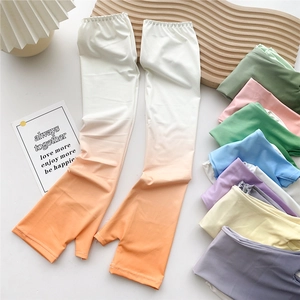 Sun Protection Sleeves Ice Satin Cooling Arm Covers Gradient Color Thumb Hole UV Protection For Driving Outdoor Sports Unisex