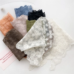 Fashionable hollow lace neckerchiefs with floral embroidery in multiple colors