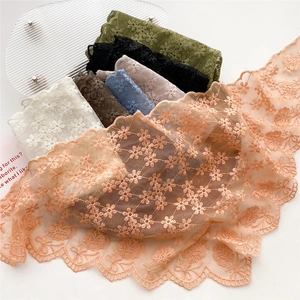 Elegant floral lace triangle scarf in multiple colors with scalloped edges for women