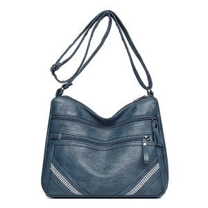 Borsa Tracolla Donna Morbida Pelle PU Scomparti Con Cerniera Decorazione Strass Tracolla Regolabile Grande Capacità Quotidiana