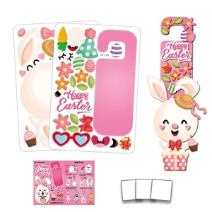Kit suspension de porte lapin de Pâques DIY avec stickers œufs et guide de montage
