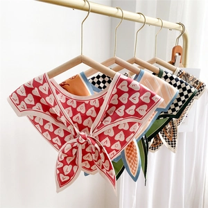 Silky satin triangle decorative collars featuring heart, checkerboard and floral patterns