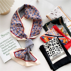 Fashion Skinny Satin Scarf Twilly For Women Retro Printed Long Narrow Hair Band Bag Accessory Decorative Headscarf Necktie