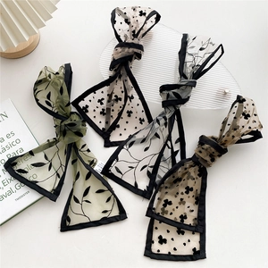 French Style Narrow Long Satin Scarf For Women Lightweight Mesh Organza Headband Hair Tie Decorative Bag Streamer Neck Scarf