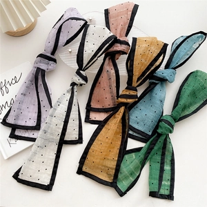 French Polka Dot Long Satin Scarf Hair Ribbon Mesh Chiffon Tie For Women Fashion Decorative Bag Scarf