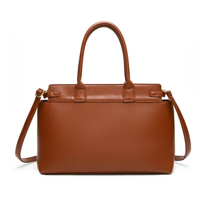 Borsa tote vintage in pelle martellata marrone con manici e tracolla regolabile
