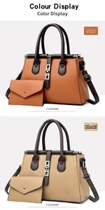 Detail of lychee pattern leather tote bag set including main bag and small envelope pouch