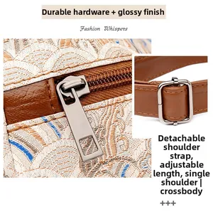 Detail of durable metal zipper and adjustable strap buckle on retro canvas tote bag
