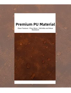 Detail of waterproof dark brown PU leather with fine texture and anti-wrinkle surface