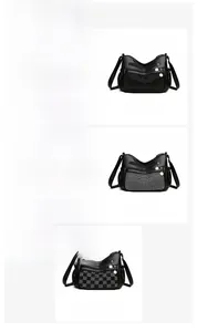 Cinq styles de sacs bandoulière noirs à strass avec motifs diamant et breloques lettre S