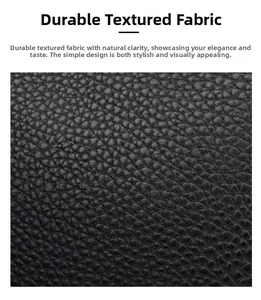 Close-up of black lychee grain texture on high-quality wear-resistant leather bucket bag