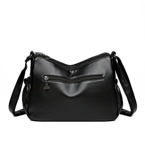 Sac à bandoulière noir chic à strass avec texture lychee et poches multiples