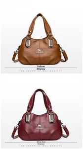 Dettaglio borse a mano in pelle con manici ad anello in metallo color cuoio e bordeaux