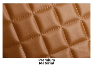 Close-up of premium brown quilted faux leather material with detailed stitching and texture