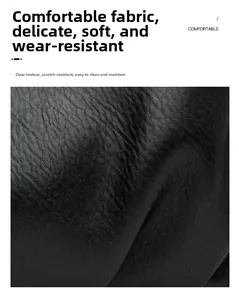 Close-up of soft black leather texture showing scratch-resistant and durable surface
