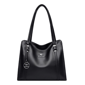 Borsa Tote da Donna Fashion Grande Capacità in Pelle PU Motivo Litchi Borsa a Tracolla Elegante con Ciondolo Decorativo