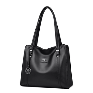Borsa tote classica in ecopelle nera con doppi manici e logo a forma di canguro