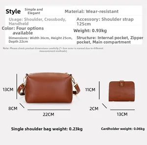Detailed size chart for vintage tote bag set including handbag and card holder dimensions