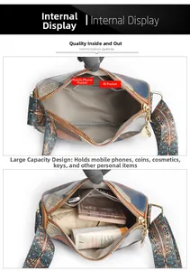 Detail view of the spacious inner compartment with phone pocket and organized storage