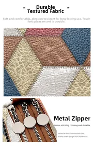 Detail of multi-color pebble leather texture with silver hardware and precise stitching
