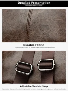 Detail of vintage brown leather texture and adjustable strap with silver metal buckle