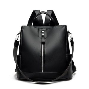 Women Fashion Backpack Litchi Texture PU Leather Multi-Functional Travel Bag With Vertical Zipper Large Capacity Commute