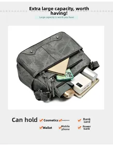 Détail du sac bandoulière multi-poches montrant l'espace pour téléphone et parapluie
