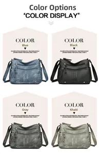 Matrice de couleurs montrant les sacs en cuir bleu, noir, gris et kaki pour femmes