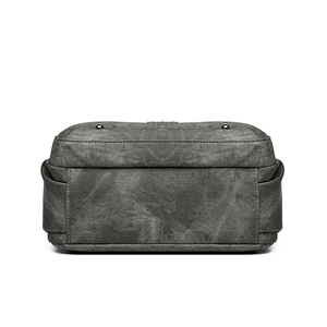 Sac bandoulière vintage en toile gris foncé avec grande capacité et détails métalliques