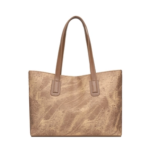 Large vintage tote bag with marble texture faux leather and sturdy shoulder straps
