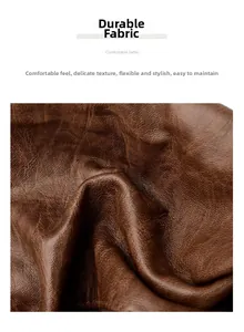 Close-up of brown litchi pattern leather showing flexible texture and soft touch