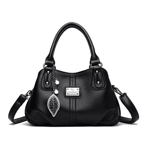 Elegant Women Handbags Litchi Pattern PU Leather Shoulder Bag Large Capacity Crossbody Bag With Leaf Artificial Pearl Pendant