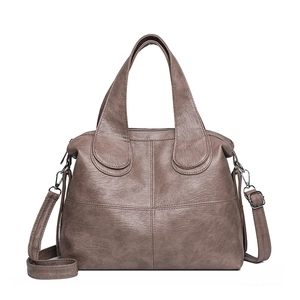 Große Retro-Handtasche für Damen in Braun aus strukturiertem Leder mit Kreuznähten-Design