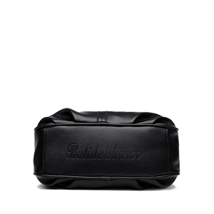 Large black pebbled leather tote bag for women featuring a textured finish and top handle