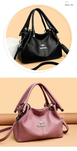 Detail view of lychee pattern leather bags with Jinpin Daishu logo and metal rings