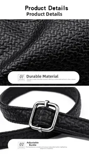 Detail of black textured leather bag featuring a durable silver metal adjustable buckle