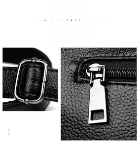 Close-up of black lychee leather bag featuring vintage silver hardware and fine stitching