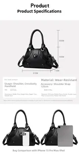 Detailed size guide and capacity chart for the rivet hobo bag with iPad comparison